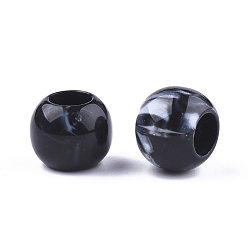 Black Acrylic Beads, Imitation Gemstone Style, Rondelle, Black, 11.5x9.5mm, Hole: 5.5mm, about 760pcs/500g