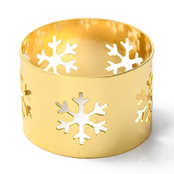 Copo de nieve Servilleteros navideños de hierro y aleación, adorno de servilletero, restaurante accessiroes diarios, dorado, copo de nieve, 30 mm, diámetro interior: 42.5 mm