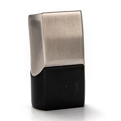 Couleur Acier Inoxydable 304 fermoirs magnétiques en acier inoxydable avec extrémités à coller, rectangle, électrophorèse couleur noir et acier inoxydable, 23.5x13.5mm, Trou: 6.5x11.5mm