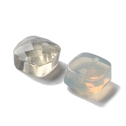 WhiteSmoke Glass Beads, Faceted, Square, Half Drilled, WhiteSmoke, 9.5x9.5x5mm, Hole: 1mm