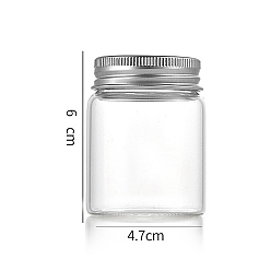 Серебро Колонна стеклянная винтовая верхняя трубка для хранения шариков, прозрачные стеклянные бутылки с алюминиевыми губками, серебряные, 4.7x6 см, емкость: 60 мл (2.03 жидких унций)