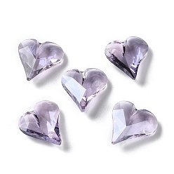 Thistle Glass Rhinestone Cabochons, Faceted, Heart, Pointed Back, Thistle, 12x12x5mm