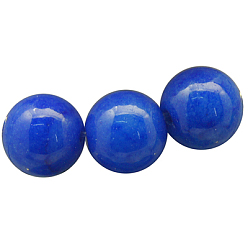 Bleu Brins de perles de jade mashan naturelles , teint, ronde, bleu, 8mm, Trou: 1.2mm, Environ 51 pcs/chapelet, 16 pouce