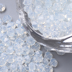 Azur Imitation 5301 perles de bicône, verre transparent perles à facettes, azur, 3x2.5mm, Trou: 1mm, environ 720 pcs / sachet 