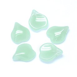 Medium Aquamarine Imitation Jade Glass Charms, Heart Shaped Petal, Medium Aquamarine, 15x12x4.5mm, Hole: 1mm