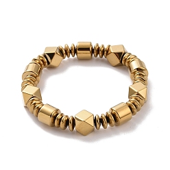 Plaqué Or Disque & losange & colonne bracelet extensible en perles d'hématite synthétique pour hommes femmes, plaqué or, diamètre intérieur: 2-3/8 pouce (6.1 cm)