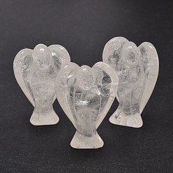 Cristal de Quartz Décorations d'affichage à la maison en cristal naturel, décor d'ange pierres de guérison, cadeaux reiki énergétiques pour femmes hommes, 38~40x27~28x13~14mm