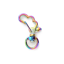 Rainbow Color Alloy Swivel Snap Hooks Clasps, Cloud, Rainbow Color, 35x19mm
