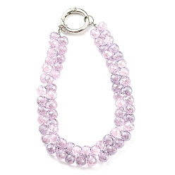 Plum Glass Beaded Mobile Straps, Multifunctional Chain, with Iron Spring Gate Ring, Plum, 302~306x14.5mm