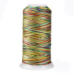 Yellow Green Segment Dyed Round Polyester Sewing Thread, for Hand & Machine Sewing, Tassel Embroidery, Yellow Green, 3-Ply 0.2mm, about 1000m/roll