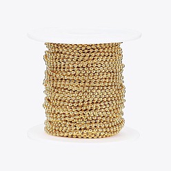 Golden Handmade Ion Plating(IP) 304 Stainless Steel Ball Chains, with Spool, Golden, 2mm, about 10m/roll(10.936yards/roll)