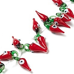 Red Handmade Lampwork Beads Strand, Teardrop with Evil Eye, Red, 30x10x11mm, Hole: 5x4mm, about 20pcs/strand, 8.66 inch(22cm)