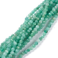 Émeraude Brins de perles d'émeraude naturelles, ronde, facette, 2mm, Trou: 0.5mm, Environ 173 pcs/chapelet, 15.55~15.75 pouces (39.5~40 cm)