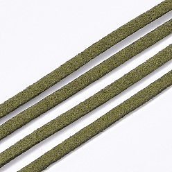 Oliva Cordón del ante de imitación, encaje de imitación de gamuza, oliva, 2.5~2.8x1.5 mm, aproximadamente 1.09 yardas (1 m) / hebra