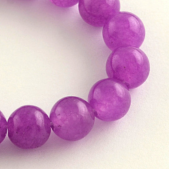 Purple Dyed Natural Jade Round Bead Strands, Purple, 6mm, Hole: 1mm, about 62pcs/strand, 15.7 inch