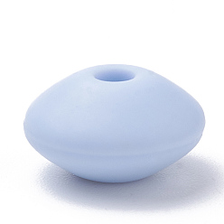 Bleu Clair Perles de silicone écologiques de qualité alimentaire, perles à mâcher pour les jouets de dentition, Diy soins infirmiers colliers faisant, rondelle, bleu clair, 12x6~7mm, Trou: 2mm