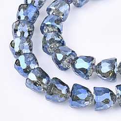 Marine Blue Electroplated Glass Beads, Faceted, Bell, Marine Blue, 10.5~11x9mm, Hole: 1mm