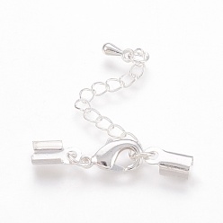 Silver Brass Chain Extender, with Alloy Teardrop Charms, Cadmium Free & Nickel Free & Lead Free, Silver, 32mm