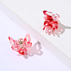 Red Cellulose Acetate(Resin) Butterfly Hair Claw Clip, Small Tortoise Shell Hair Clip for Girls Women, Red, 20x23mm