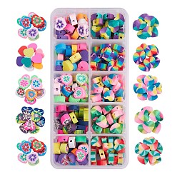Mixed Color 250Pcs 10 Style Handmade Polymer Clay Beads, Heart & Heart with Flower & Heart with Smiling Man, Mixed Color, 25pcs/style