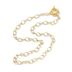 Chapado en Oro Real 18K Collar de cadenas de cable de latón 6mm para hombres y mujeres, collar de cierres de anillo de resorte, real 18 k chapado en oro, 16.14 pulgada (41 cm)