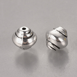 Antique Silver Tibetan Style Alloy Beads, Barrel, Lead Free & Nickel Free & Cadmium Free, Antique Silver, 8.5x8mm, Hole: 1mm