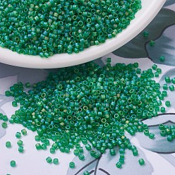 (DB0858) Matte Transparent Green AB MIYUKI Delica Beads, Cylinder, Japanese Seed Beads, 11/0, (DB0858) Matte Transparent Green AB, 1.3x1.6mm, Hole: 0.8mm, about 2000pcs/bottle, 10g/bottle