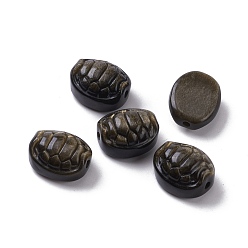 Golden Sheen Obsidian Natural Golden Sheen Obsidian Beads, Oval with Turtle Shell Shape, 19x16x8mm, Hole: 1.8mm