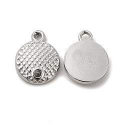 Stainless Steel Color 304 Stainless Steel Pendant Rhinestone Settings, Flat Round, Stainless Steel Color, Fit For 1.2mm Rhinestone, 13.5x11x3mm, Hole: 1.6mm