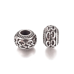 Antique Silver 304 Stainless Steel European Beads, Large Hole Beads, Rondelle, Antique Silver, 13x9mm, Hole: 5.5mm