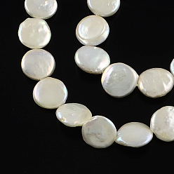 Blanco Antiguo Hebras de perlas keshi de perlas barrocas naturales, perla cultivada de agua dulce, plano y redondo, blanco antiguo, 11~12x4~5 mm, agujero: 0.8 mm, sobre 30 unidades / cadena, 14.8 pulgada