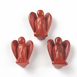 Jaspe Rouge Décoration d'affichage de figurine en jaspe rouge naturel, décor d'ange pierres de guérison, cadeaux reiki énergétiques pour femmes hommes, pour bureau à domicile de table, 28~29x21~22.5x14~15mm