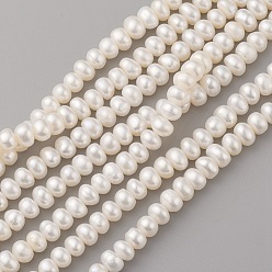 Old Lace Natural Cultured Freshwater Pearl Beads Strands, Oval, Old Lace, 6~8x4~5mm, Hole: 0.5mm, about 70~71pcs/strand, 14.7 inch(37.5cm)