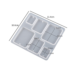 Rectangle Geometry Pendant Silicone Molds, Resin Casting Molds, For UV Resin, Epoxy Resin Jewelry Making, White, Rectangle, 106x140x5.8mm