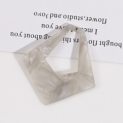 Light Grey Cellulose Acetate(Resin) Pendants, Rhombus Charm, Light Grey, 48x44mm