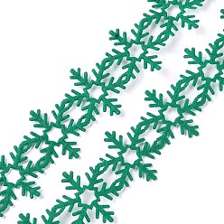Green Christmas Snowflake Felt Lace Trim, Polyester Snowflake Trim Embellishment, for Christmas Party Decoration, Green, 1 inch(24mm), about 10.94 Yards(10m)/Roll