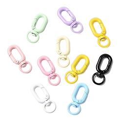 Mixed Color Spray Painted Alloy Swivel Lobster Claw Clasps, Swivel Snap Hook, Mixed Color, 38.5x16x5.5mm, Hole: 11x9mm, Inner Diameter: 16.5x8mm