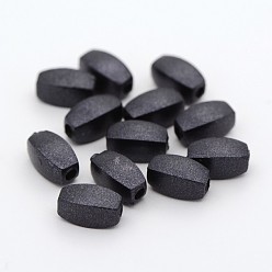 Negro Cuentas de colores de plástico cuadrangular, negro, 10.5x5 mm, Agujero: 2 mm, sobre 2500 unidades / 500 g