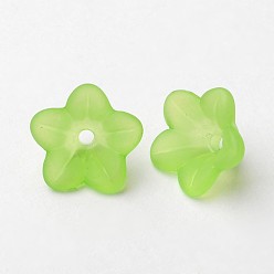 Green Transparent Acrylic Beads, Frosted, Flower, Green, 13x7mm, Hole: 1mm, about 1865pcs/500g