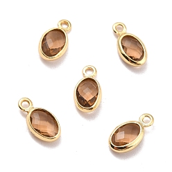 Camel Eco-Friendly Brass with Glass Pendants,  Long-Lasting Plated, Lead Free & Cadmium Free & Nickel Free, Oval, Real 18K Gold Plated, Camel, 9x4.5x2mm, Hole: 1.2mm