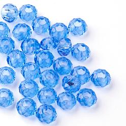 Bleu Royal Perles européennes en verre, Perles avec un grand trou   , pas de noyau métallique, rondelle, bleu royal, 14x8mm, Trou: 5mm