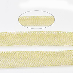 Doré  Treillis métallique tressé en laiton extensible, chaîne à mailles plates, avec bobine, pour la fabrication de bijoux d'accessoires de cheveux, or, 10~50x1 mm, 5 m / rouleau