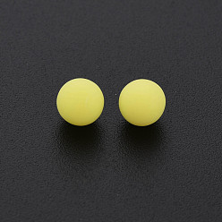 Yellow Opaque Acrylic Beads, Frosted, No Hole, Round, Yellow, 6mm, about 3900pcs/500g
