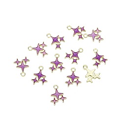 Dark Violet Alloy Enamel Pendants, Golden, Star Charm, Dark Violet, 17x14.5mm