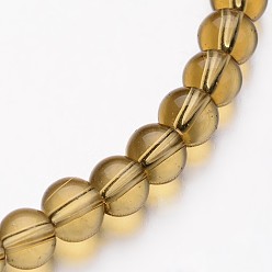 Bronze Verre rondes rangées de perles, tan, 6mm, Trou: 1mm, Environ 50 pcs/chapelet, 11 pouce
