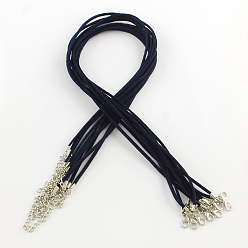 Prusia Azul Fabricación de collar de cordón de gamuza sintética de 2 mm con cadenas de hierro y cierres de pinza de langosta, null, 44x0.2 cm