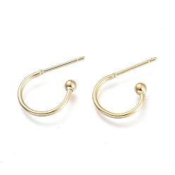 Real 24K Gold Plated 304 Stainless Steel Earring Hooks, Real 24K Gold Plated, 12.5x18.5x2.5mm, Pin: 0.8mm