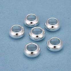 Argent 304 billes d'acier inoxydable, rondelle, Perles avec un grand trou   , argenterie, 10x5mm, Trou: 6mm