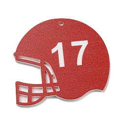 Indian Red Acrylic Pendants, Helmet, Sports, Indian Red, 41x47x2mm, Hole: 2mm