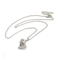 Cœur Je t'aime en langues collier de projection de verre, Collier pendentif en alliage de zinc avec strass pour la saint-valentin, cœur, 100 pouce (16.61 cm)